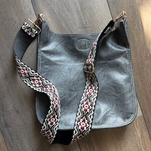 Social Threads Grey Leather Shoulder Crossbody Bag